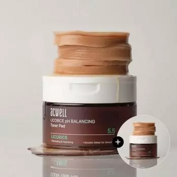 Acwell Licorice Water PH Balancing Toner Pads 70 sheets + 70 sheets, 2 pieces