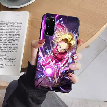 AD64 Чехол Dragon Ball Android Black для iPhone 16 15 Plus 14 13 12 11 Pro 8 7 6S SE 5S X XR XS Max Realme C30 C33 C31 9I Huawei Y8P Y9 Мягкий чехол VIVO V27E гагат