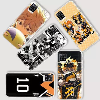 AD72 Haikyuu прозрачный чехол для Samsung A04 A14 A23 A34 A54 M23 M33 M52 M53 Realme 10 9 C30S C35 C55 VIVO Y02 Y21 Y33S Y51 X80 V25 крышка Tecno Spark 8P коричневато-жёлтый