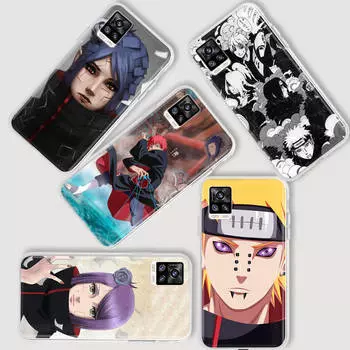 AD77 Наруто Акацуки Прозрачный чехол для Samsung A04 A14 A23 A34 A54 M23 M33 M52 M53 Realme 10 9 C30S C35 C55 VIVO Y02 Y21 Y33S Y51 X80 V25 Чехол Realme Narzo 50a Prime кожа буйвола