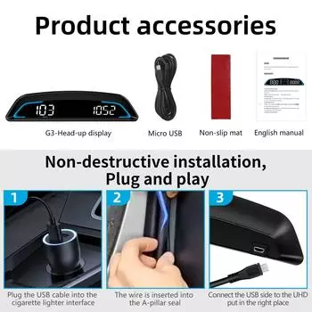 AD G3 / B3 Head Up Display OBD2 GPS Smart Car HUD Цифровой спидометр Охранная сигнализация RPM Температура воды Тахометр Часы