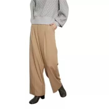 Adam et Rope Femme Теплые широкие прямые бежевые брюки, Брюки, Женские, GAS23200, (27)