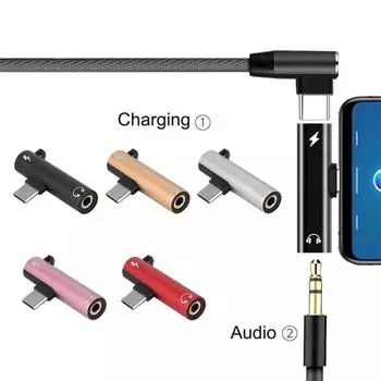 Адаптер 2 в 1 Type C 3,5 мм AUX USB C на 3,5 мм AUX адаптер для наушников для xiaomi mi 9 8 6 Type-C 3,5-разъем для наушников Аудиоадаптер Length <=0.5m золотой