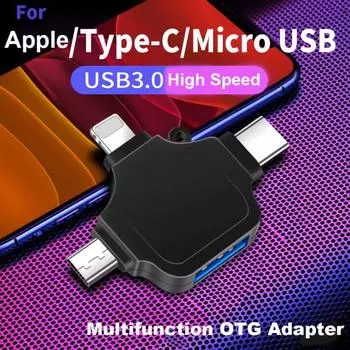 Адаптер 3,0 3 в 1, клавиатура, мышь, высокий ток для разъема для зарядки Iphone, Ipad, USB-адаптер для чтения карт памяти, OTG белый