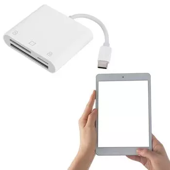 Адаптер 3-в-1 Type-C для карт памяти SD/TF/CF Устройство чтения карт памяти SD Устройство чтения карт памяти для iPad iPhone 15 MacBook и других устройств USB-C