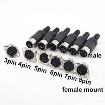 Адаптер аудио DIN 3/4/5/6/7/8 Pin DIN Male Female Plug с пластиковой ручкой Female Socket Корпусной разъем для крепления на панель Set B 3P