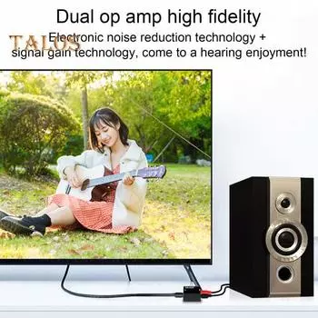 Адаптер аудиоконвертера L/R с оптическим кабелем RCA-кабелем Компактный двойной функциональный цифровой оптический коаксиальный аналоговый стереоаудиоконвертер 2