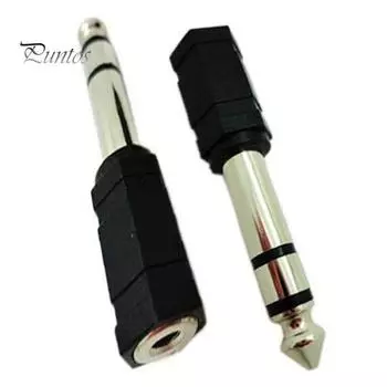 Адаптер аудиоконвертера с двумя дорожками 6,35 мм, 1/4 дюйма и стереоразъемом 3,5 мм, гнездовой разъем