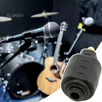 Адаптер аудиооптического волокна с круглой головкой на квадратную головку 3,5, пылезащитный чехол, стабильная передача без задержки, портативный цифровой адаптер четкости звука чёрный