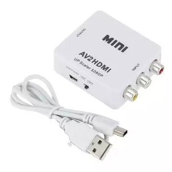 Адаптер AV-HDMI HDTV 1080P Композитный видеоконвертер AV2HDMI RCA-HDTV CVSB LR Конвертер видеоскалера белый