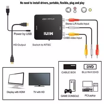 Адаптер AV RCA-HDMI Адаптер HDMI-AV RCA Адаптер HDMI-VGA-HDMI Конвертер AV-VGA VGA-AV RCA для Xbox360 DVD PS3