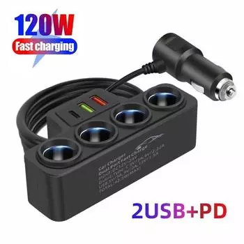 Автомобильное зарядное устройство 120 Вт, 7 портов, гнездо QC3.0+PD, автомобильный адаптер питания 12 В/24 В, адаптер для быстрой зарядки телефона