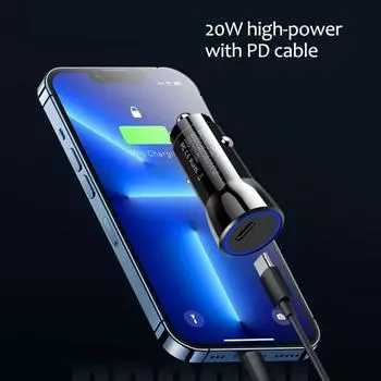 Адаптер автомобильного зарядного устройства Yousheng, компактный размер, портативное устройство защиты от перегрузки, универсальное PD20W, быстрая зарядка, автомобильное зарядное устройство для телефона A чёрный