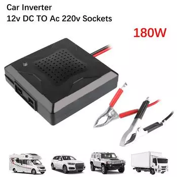 Адаптер Автомобильные аксессуары Мини-адаптер для DC 12 В AC 220 В Автомобильный инвертор 180 Вт Выходной преобразователь Розетки Автомобильное зарядное устройство Black