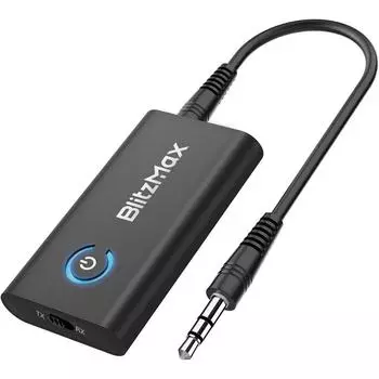 Адаптер Bluetooth Audio 5.2 Bluetooth-приемник-передатчик 2 в 1 Мини-беспроводная связь с аудиокабелем 3,5 мм, двухканальный передатчик для ПК, автомобиля и т. д. 6.2x3.5x1.15cm чёрный