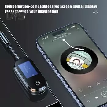 Адаптер Bluetooth, совместимый с аудиопередатчиком с портом 3,5 мм, автомобильные наушники для звонков без помощи рук, беспроводной аудиопередатчик и приемник чёрный