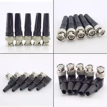 Адаптер BNC «папа» Накручиваемый коаксиальный кабель RG59 для камеры видеонаблюдения Адаптер видео/аудиоразъема 5pcs right angle