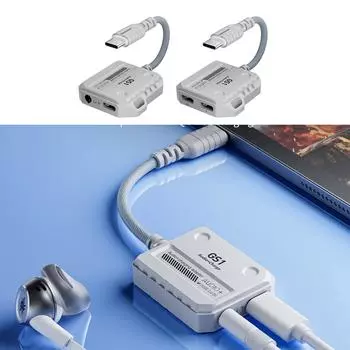 Адаптер быстрой зарядки USB C 2 в 1 с высоким разрешением звука и мощностью 60 Вт, подходит для любителей игр и музыки A