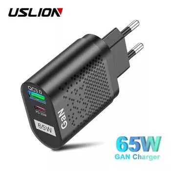 Адаптер быстрой зарядки USB-C PD 65 Вт для ноутбука MacBook Pro Быстрое зарядное устройство Type-C для iPhone 13 12 Pro Max iPad Huawei Xiaomi Samsung US белый