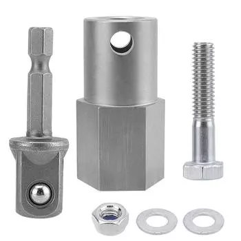 Адаптер для аккумуляторной дрели из нержавеющей стали с рукояткой домкрата для прицепа и адаптером для электрической дрели с гнездом 1/2 дюйма