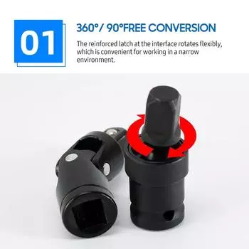 Адаптер для электрического гаечного ключа Адаптер из углеродистой стали 1/2 дюйма Переходник с втулкой 90 градусов для храпового механизма 90 degrees чёрный