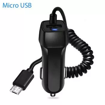 Адаптер для автозапчастей Power Micro с телефоном USB Type-C Пружинный кабель Зарядное устройство Быстрая зарядка автомобиля Micro USB белый