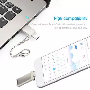 Адаптер для чтения карт двойного назначения, надежный, с возможностью горячей замены, Type-C/Micro USB OTG для высокоскоростного мобильного телефона 2