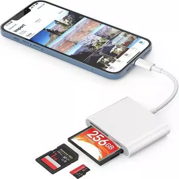 Адаптер для чтения карт памяти Lightning CF/TF/SD 3-в-1 белый