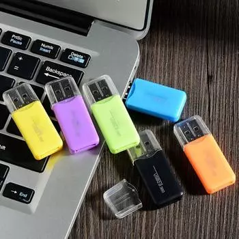 Адаптер для чтения карт памяти Mini USB 2.0 TF Micro Security для ноутбука синий