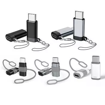 Адаптер для IOS «мама» на USB C «папа», 8-контактный разъем «мама» на тип C, конвертер зарядного устройства USB2.0, 480 Мбит/с для iPhone 15/15 Pro, аксессуары FD01 With lanyard чёрный