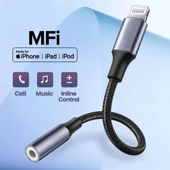 Адаптер для iPhone MFi DAC Lightning на наушники 3,5 мм USB TYPE C на адаптер 3,5 мм для iPhone 12 11 Pro max xr Aux кабель аксессуары для телефонов USB C to 3.5mm серебряный