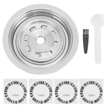 Адаптер для кофейных капсул из нержавеющей стали с наклейками, ложкой-щеткой, конвертером для кофейных капсул для Delonghi L