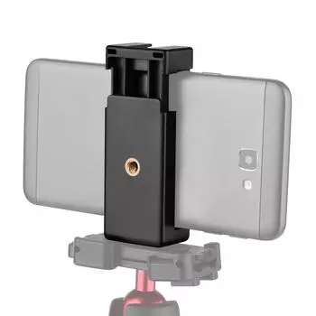Адаптер для крепления на штатив для телефона, зажим для держателя телефона с двойной резьбой 1/4, холодный башмак для штатива для селфи чёрный