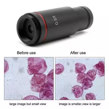 Адаптер для микроскопа 0,5XC, 23,2-миллиметровая электронная линза для окуляра, линза для микроскопа 0,5X, линза для микроскопа с ПЗС-матрицей