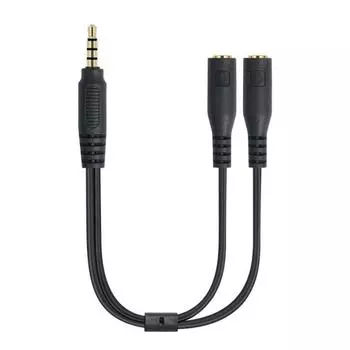 Адаптер для наушников Audio Line с микрофоном, компактный, портативный, универсальный, 3,5 мм, мужской и женский, кабель-адаптер для наушников 20cm чёрный