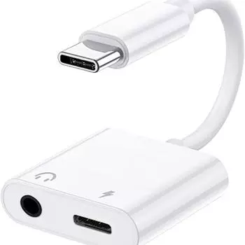 Адаптер для наушников и зарядки USB C 2 в 1, адаптер для ключа с разъемом Aux Audio для наушников типа C до 3,5 мм белый