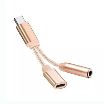 Адаптер для наушников и зарядного устройства USB Type C - 3,5 мм, 2-в-1 USB C - Aux Audio Jack Кабель Hi-Res и быстрой зарядки для телефонов Type-C, планшетов, ПК One Size