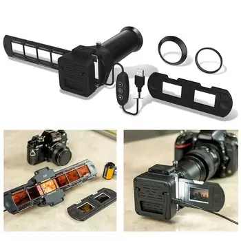 Адаптер для оцифровки пленки JJC 35 мм и светодиодный комплект с держателем пленки Сканер негативных пленок Сканер негативов, совместимый со слайдовой пленкой и полосой