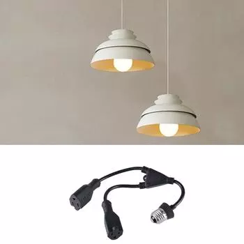 Адаптер для освещения с двумя розетками преобразует патрон лампы E27 в удлинитель с двумя 3-контактными розетками для дома и гаража