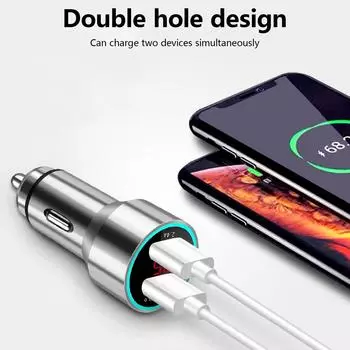 Адаптер для прикуривателя QC3.0+2.4A Автомобильное зарядное устройство для телефона Адаптер USB с двумя портами Быстрое автомобильное зарядное устройство для телефона A чёрный