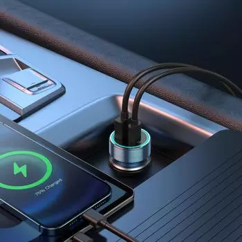 Адаптер для прикуривателя QC3.0 3.1A Автомобильное зарядное устройство для телефона Адаптер с двумя портами USB C Адаптер Быстрое автомобильное зарядное устройство для телефона A