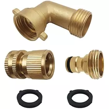 Адаптер для садового шланга из цельной латуни, коленчатый соединитель 3/4 дюйма на 90 градусов и быстроразъемный соединитель для шланга 3/4 дюйма