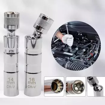 Адаптер для торцевого ключа для свечей зажигания 14 мм 16 мм, комплект для установки и замены, универсальный шарнир с магнитной гибкой головкой, инструмент для ремонта привода 3/8 дюйма