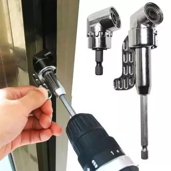 Адаптер для угловой дрели Yousheng 105 градусов, универсальный, устойчивый к коррозии, простой в установке, вращающийся, шестигранный хвостовик, угловая насадка для дрели Short серебряный