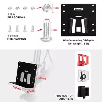 Адаптер для велосипедной сумки Складная передняя сумка для велосипеда Адаптер для блока Велосипедная сумка Кронштейн Сумка для велосипеда из алюминиевого сплава чёрный
