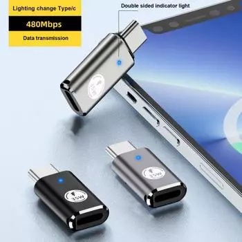 Адаптер для зарядки 35 Вт, зарядный PD, быстрая передача, высокоскоростной 8-контактный разъем «мама» на тип-C «папа», многоцелевой серый