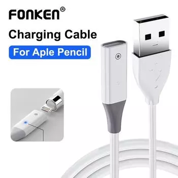 Адаптер для зарядного устройства Fonken Stylus USB A/Type-C Зарядный кабель «папа-мама» со световым индикатором для Apple Pencil 1st USB A Interface белый