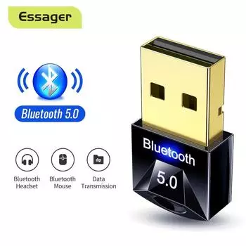 Адаптер Essager USB Bluetooth 5,0 для ПК, компьютера, беспроводной мыши, клавиатуры PS4, Aux Audio Bluetooth 5, приемник-передатчик
