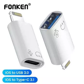 Адаптер Fonken OTG для мужчин и женщин USB 3,0 Type-C 3,1, конвертер для быстрой зарядки, разъем для iPhone, Macbook IOS TO USB-C 3.1 OTG белый