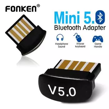 Адаптер FONKEN USB Bluetooth 5,0, приемник для ПК, передача аудиофайлов, мини-компьютер, ноутбук, USB-рецептор, ключ-передатчик